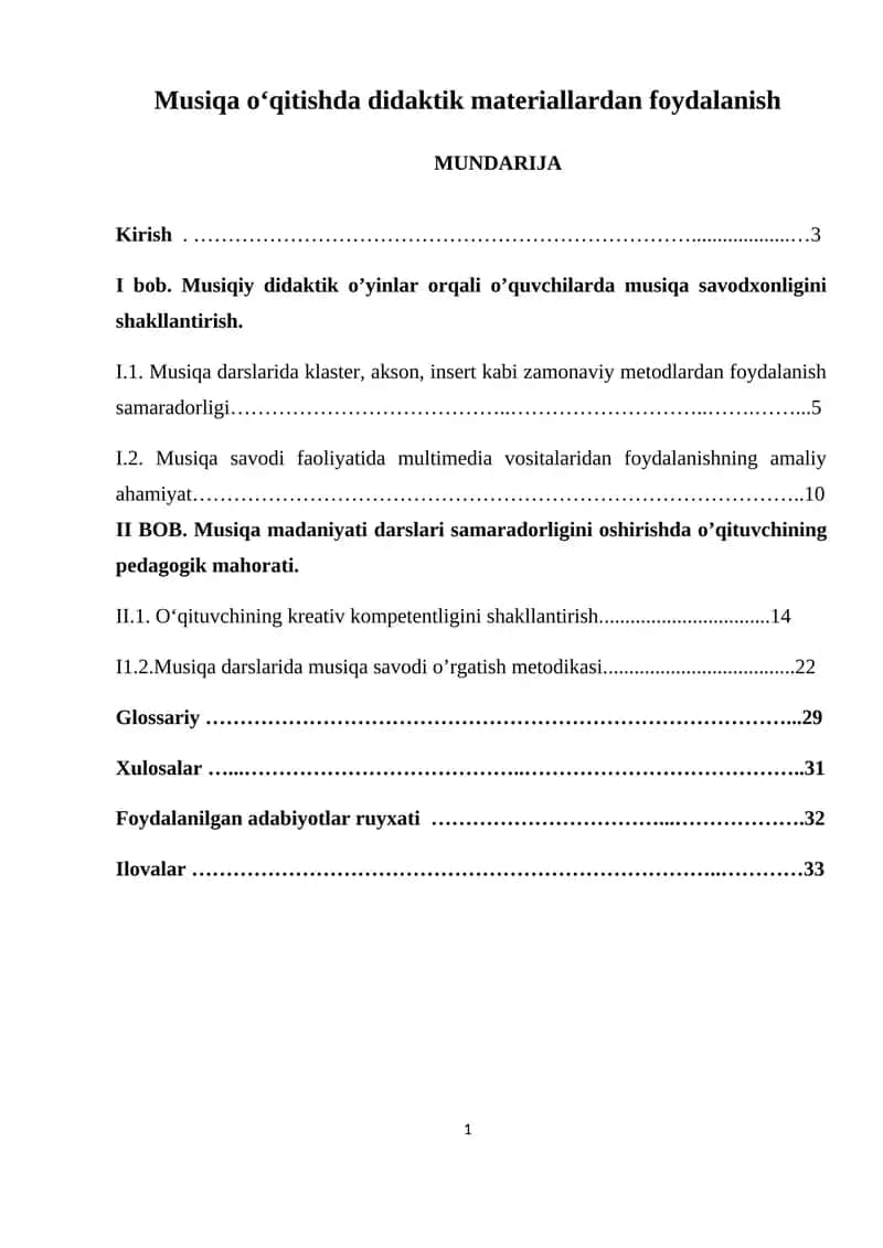 Musiqa o'qitishda didaktik materiallardan foydalanish
