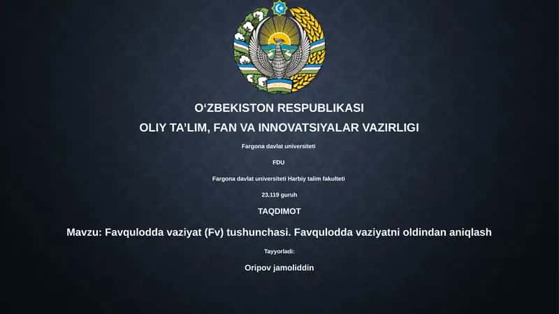 Favqulodda vaziyat (Fv) tushunchasi 1