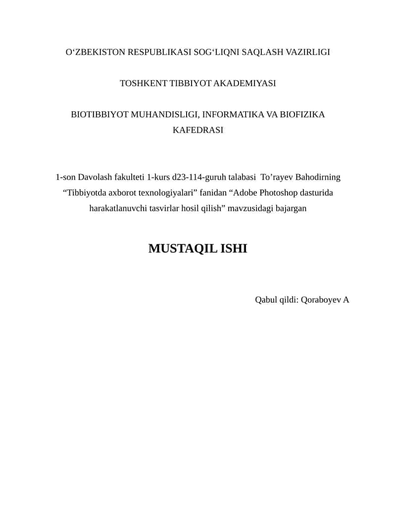 Adobe Photoshop dasturida harakatlanuvchi tasvirlar hosil qilish 1