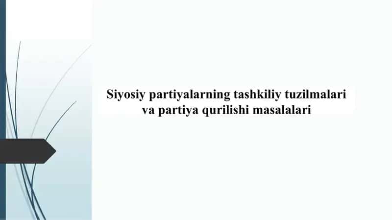 Siyosiy partiyalarning tashkiliy tuzilmalari va partiya qurilishi masalalari 1
