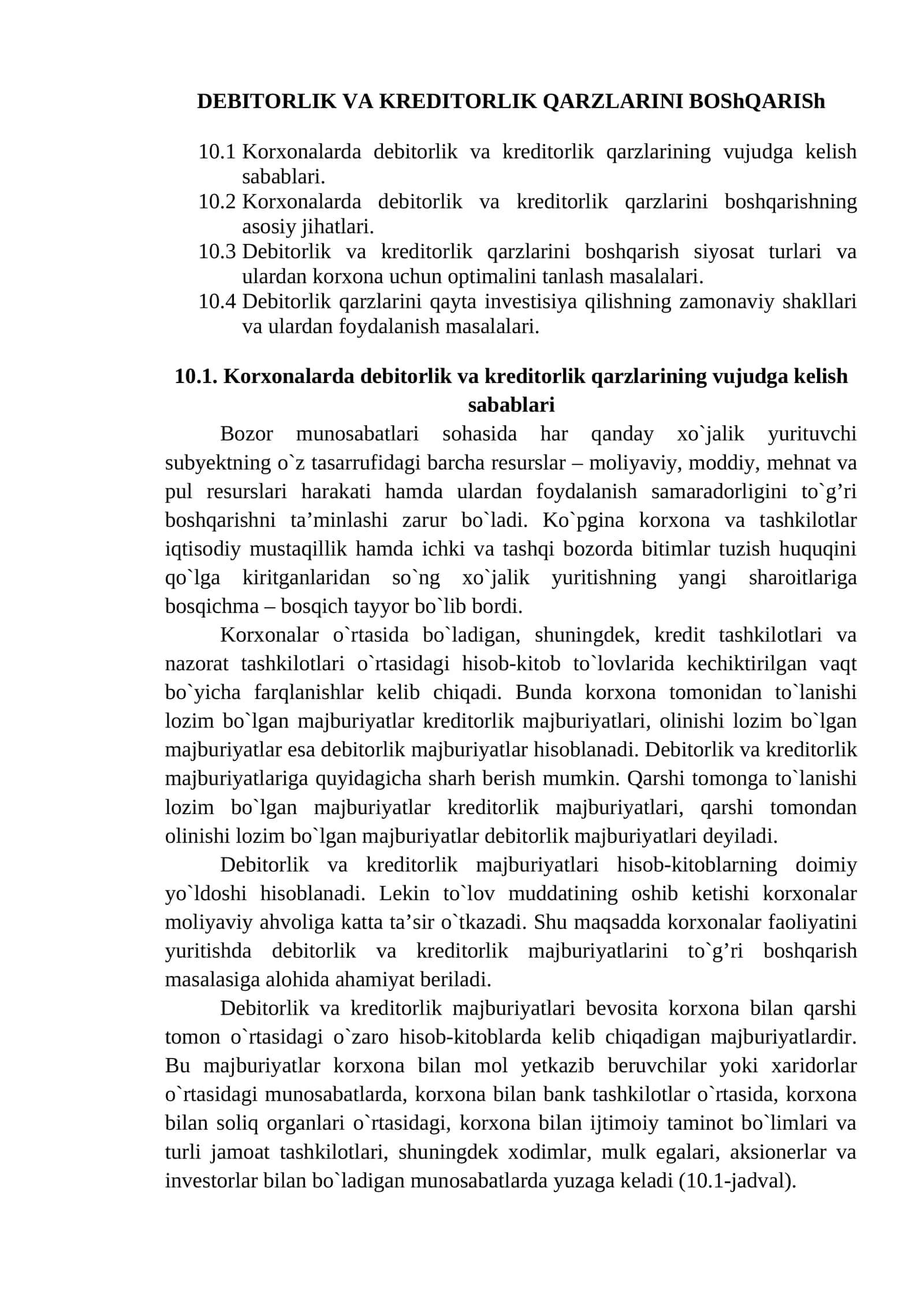 Debitorlik va Kreditorlik Qarzlarini Boshqarish 1