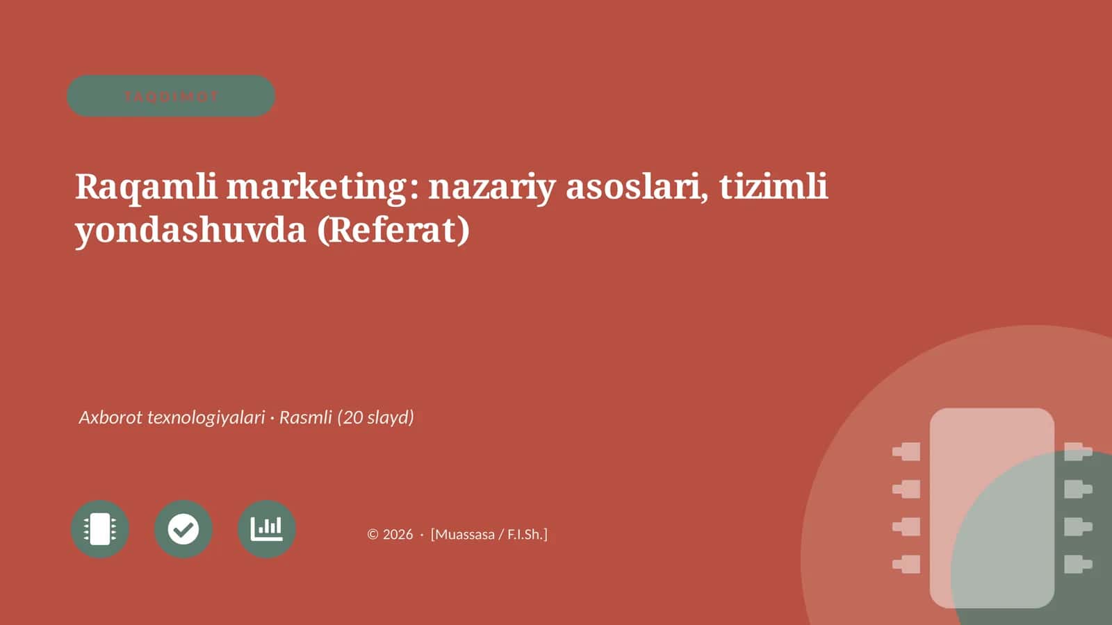 Raqamli marketing: nazariy asoslari, tizimli yondashuvda (Referat) 1
