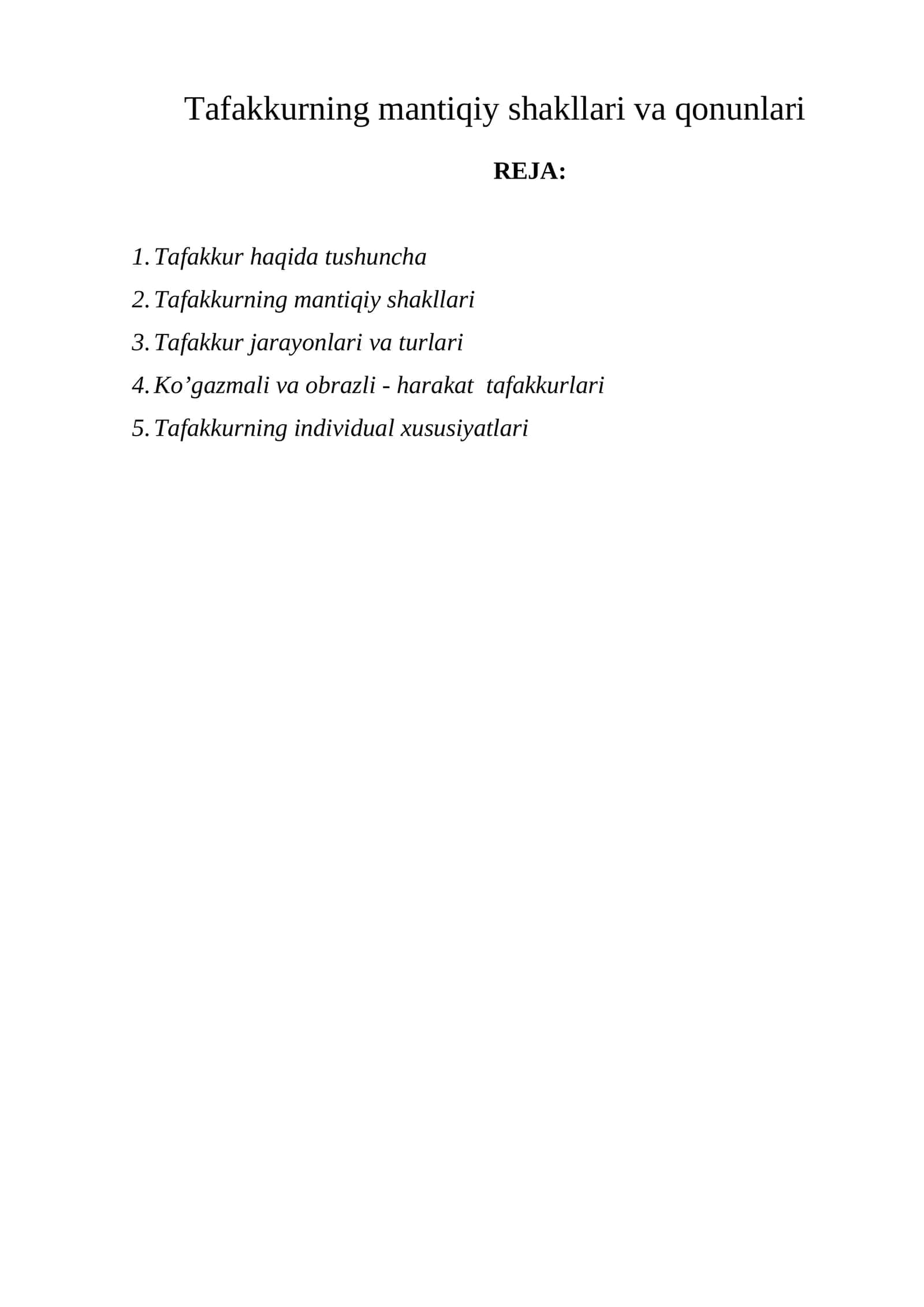 Tafakkurning mantiqiy shakllari va qonunlari 1