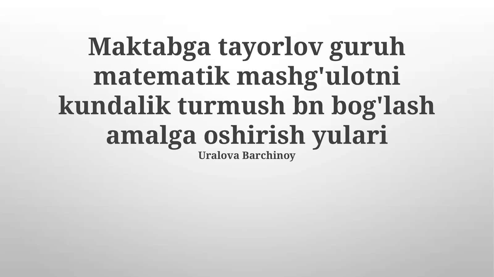 Maktabga tayorlov guruh matematik mashg'uloti 1