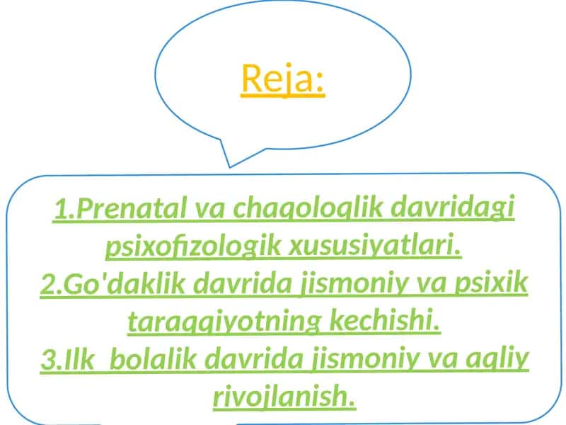 Prenatal va chaqaloqlik davridagi psixofiziologik xususiyatlar 1