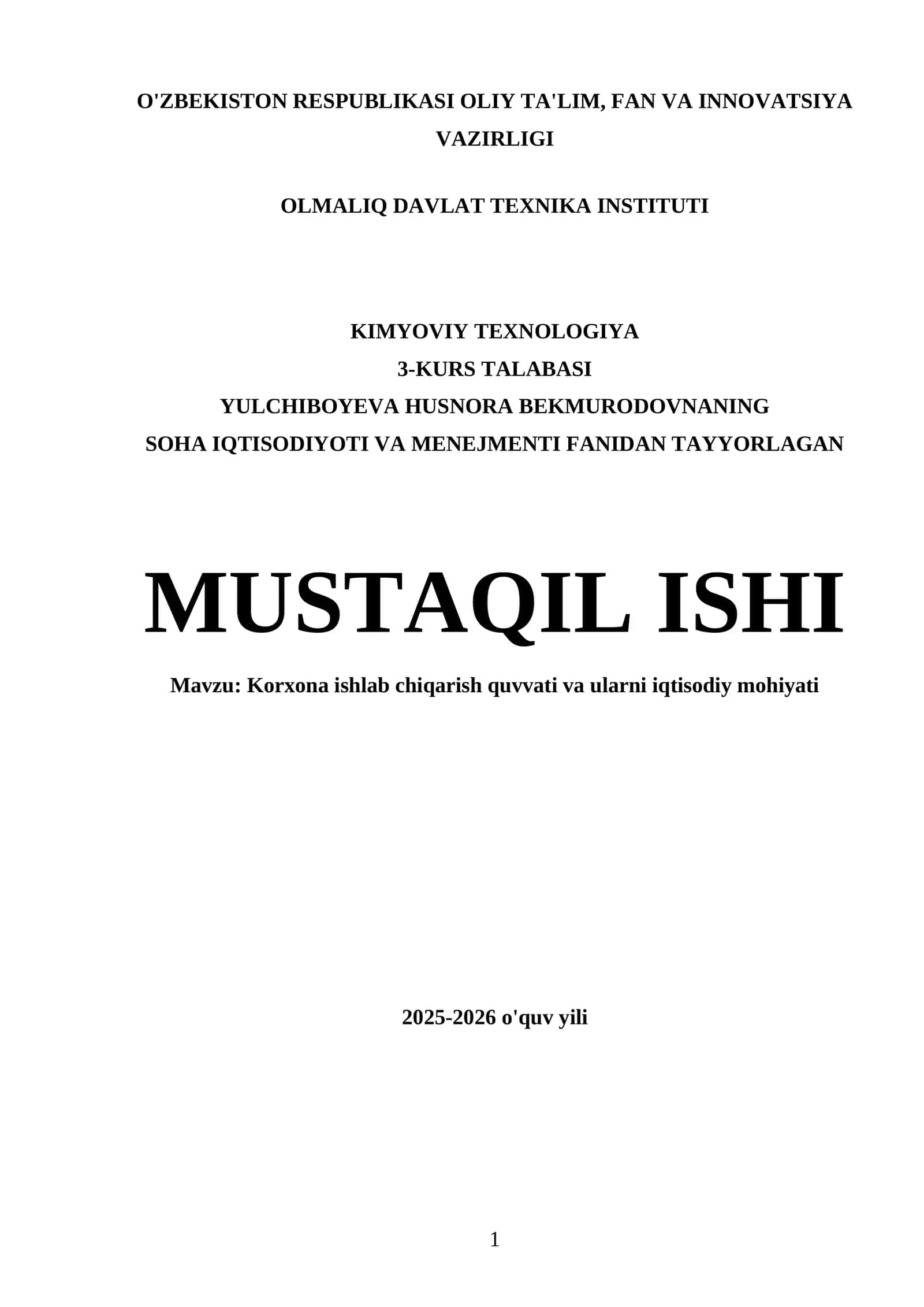 Korxona ishlab chiqarish quvvati va ularni iqtisodiy mohiyati 1