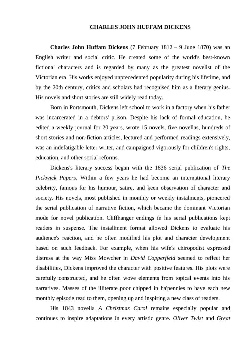 Charles John Huffam Dickens 1