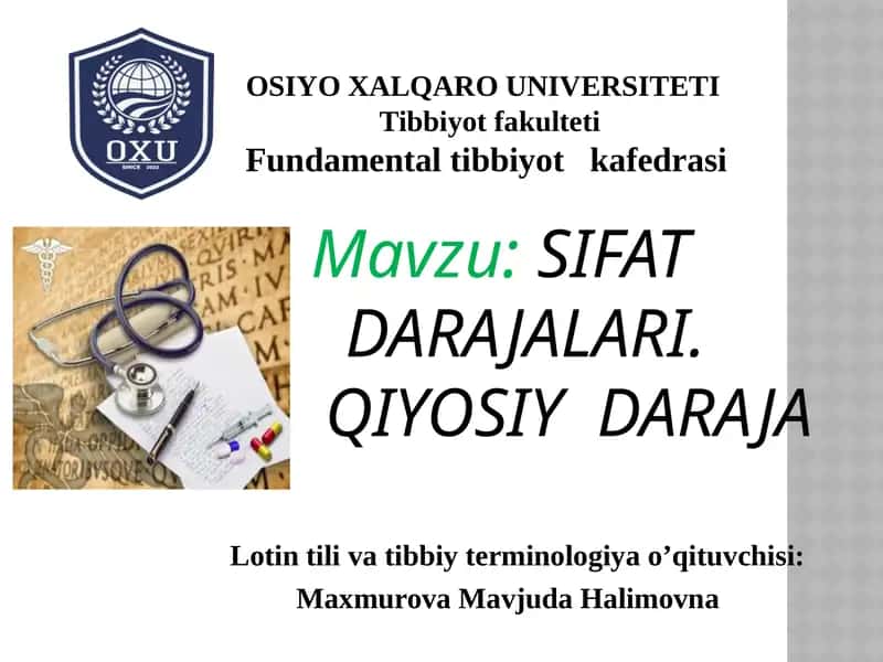 SIFAT DARAJALARI.QIYOSIY DARAJA 1