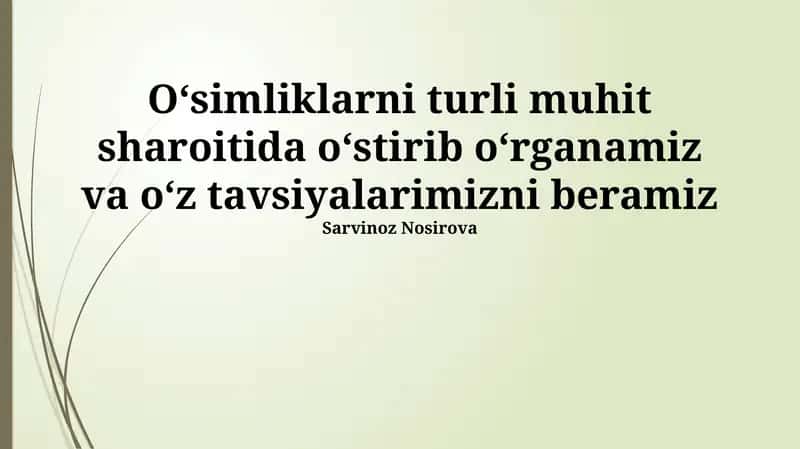 Turli Ekologik Sharoitlarda O'simliklarni O'rganish 1