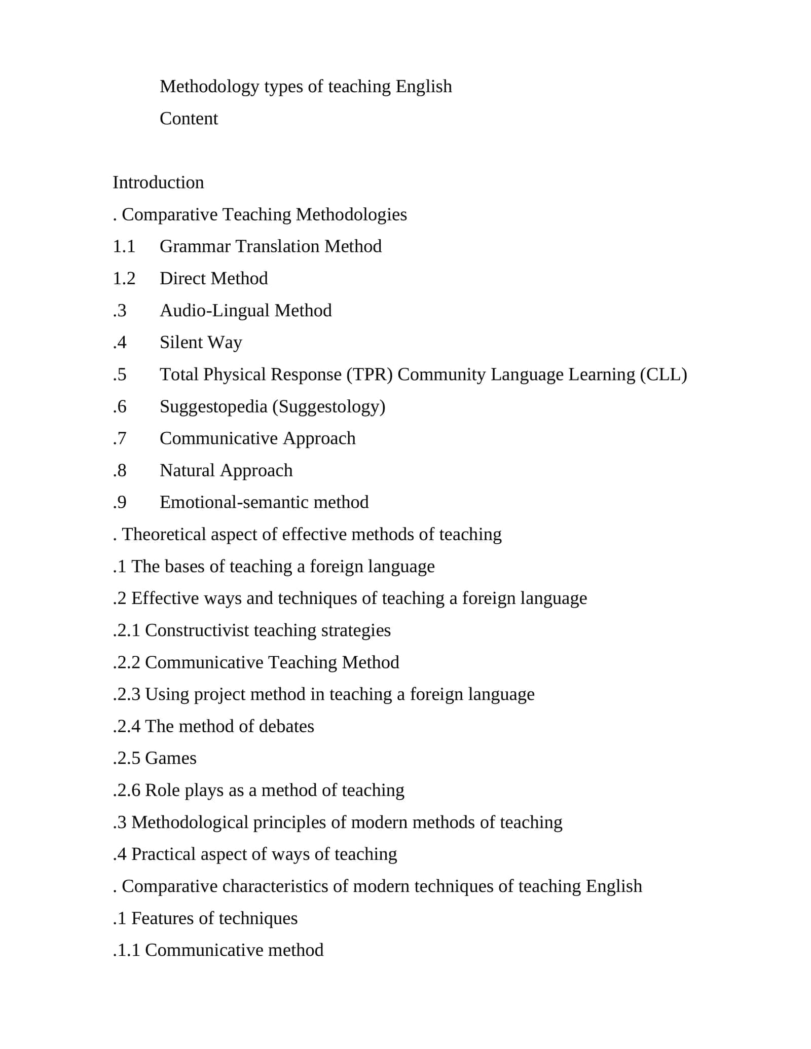 Methodology types of teaching English 1