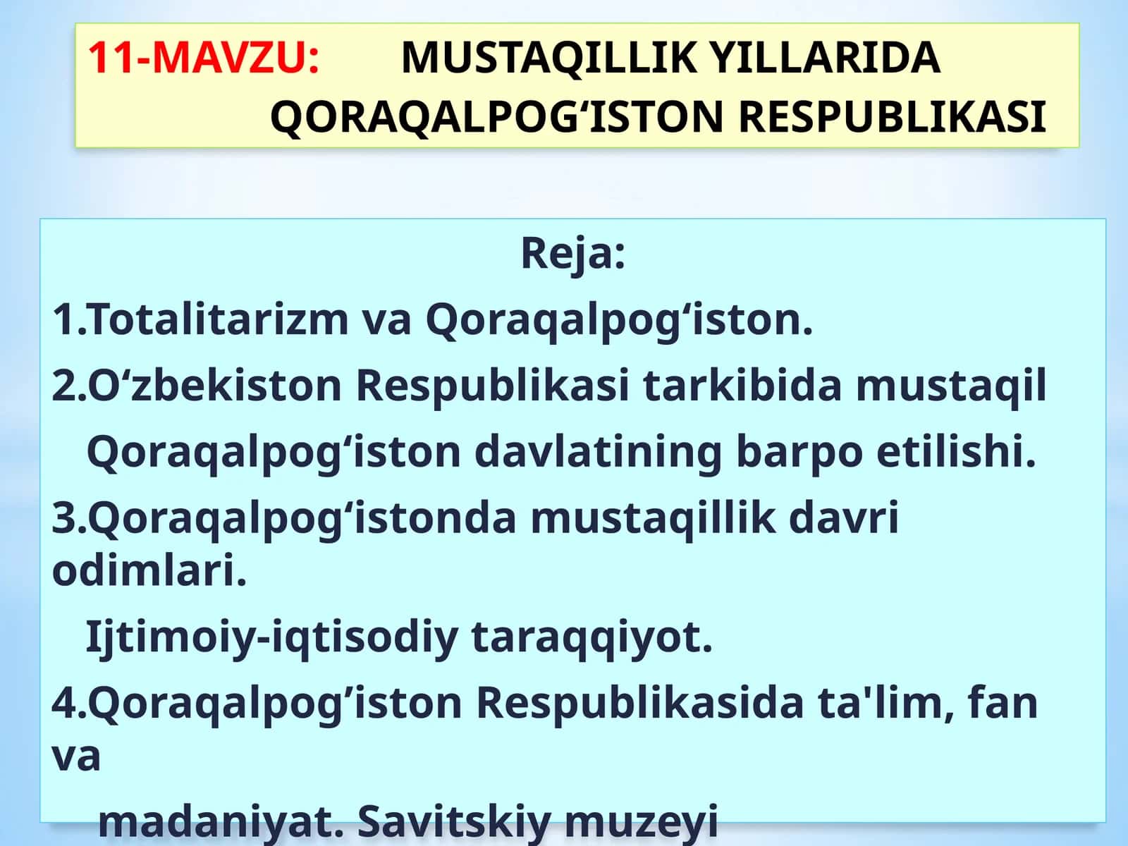MUSTAQILLIK YILLARIDA QORAQALPOG‘ISTON RESPUBLIKASI 1