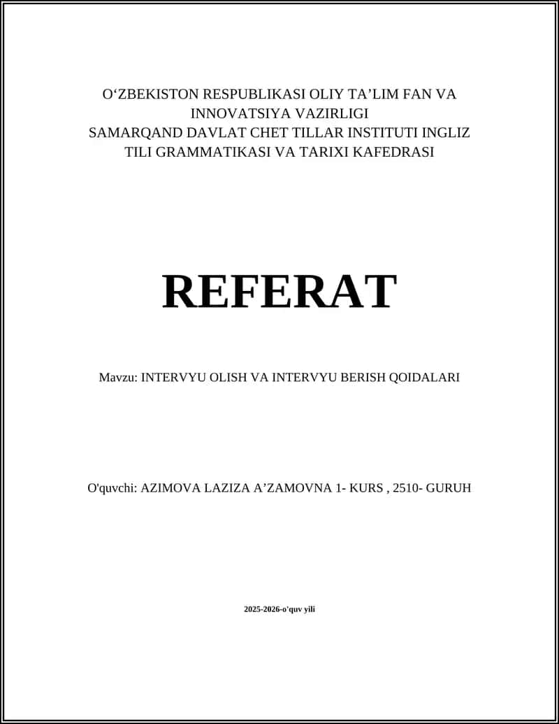 INTERVYU OLISH VA INTERVYU BERISH QOIDALARI 1
