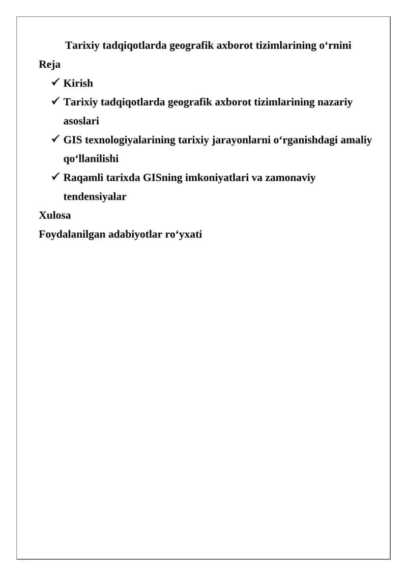 Geografik axborot tizimlarining o‘rnini 1