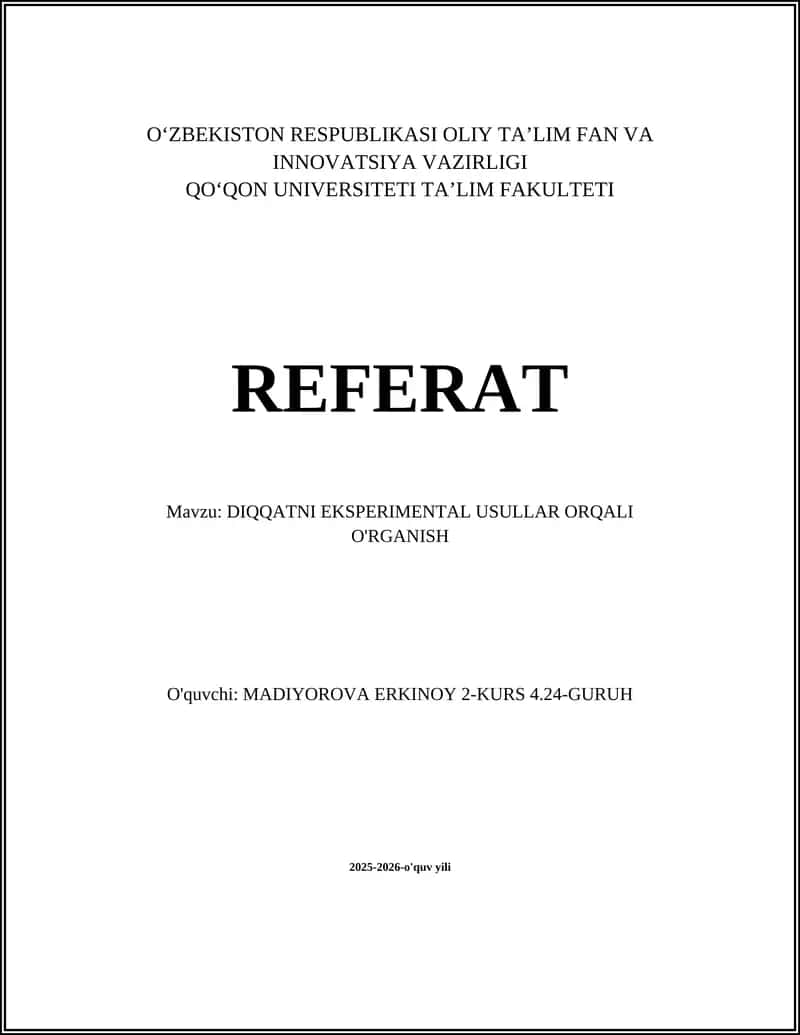 Diqqatni Eksperimental Usullar Orqali O'rganish 1