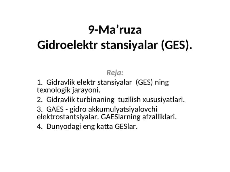 Gidroelektr stansiyalar (GES) 1