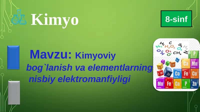 Kimyoviy Bog`lanish va Elementlarning Nisbiy Elektromanfiyligi 1