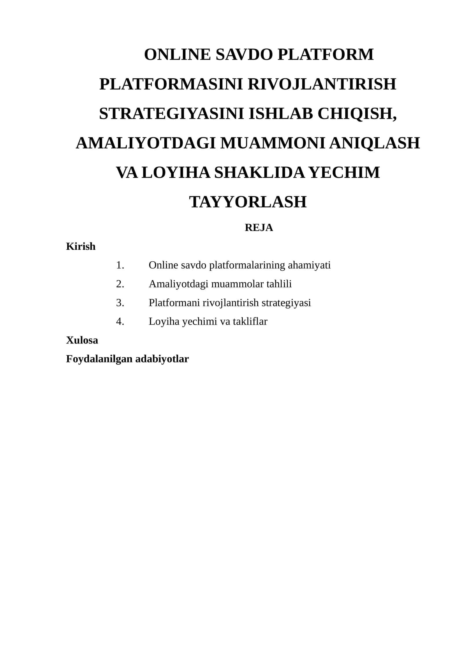 Online savdo platform platformasini rivojlantirish strategiyasini ishlab chiqish 1
