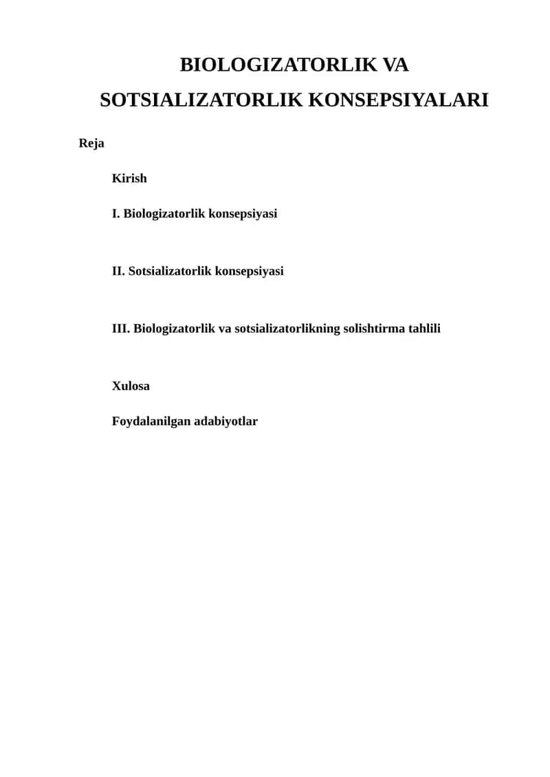 BIOLOGIZATORLIK VA SOTSIALIZATORLIK KONSEPSIYALARI 1