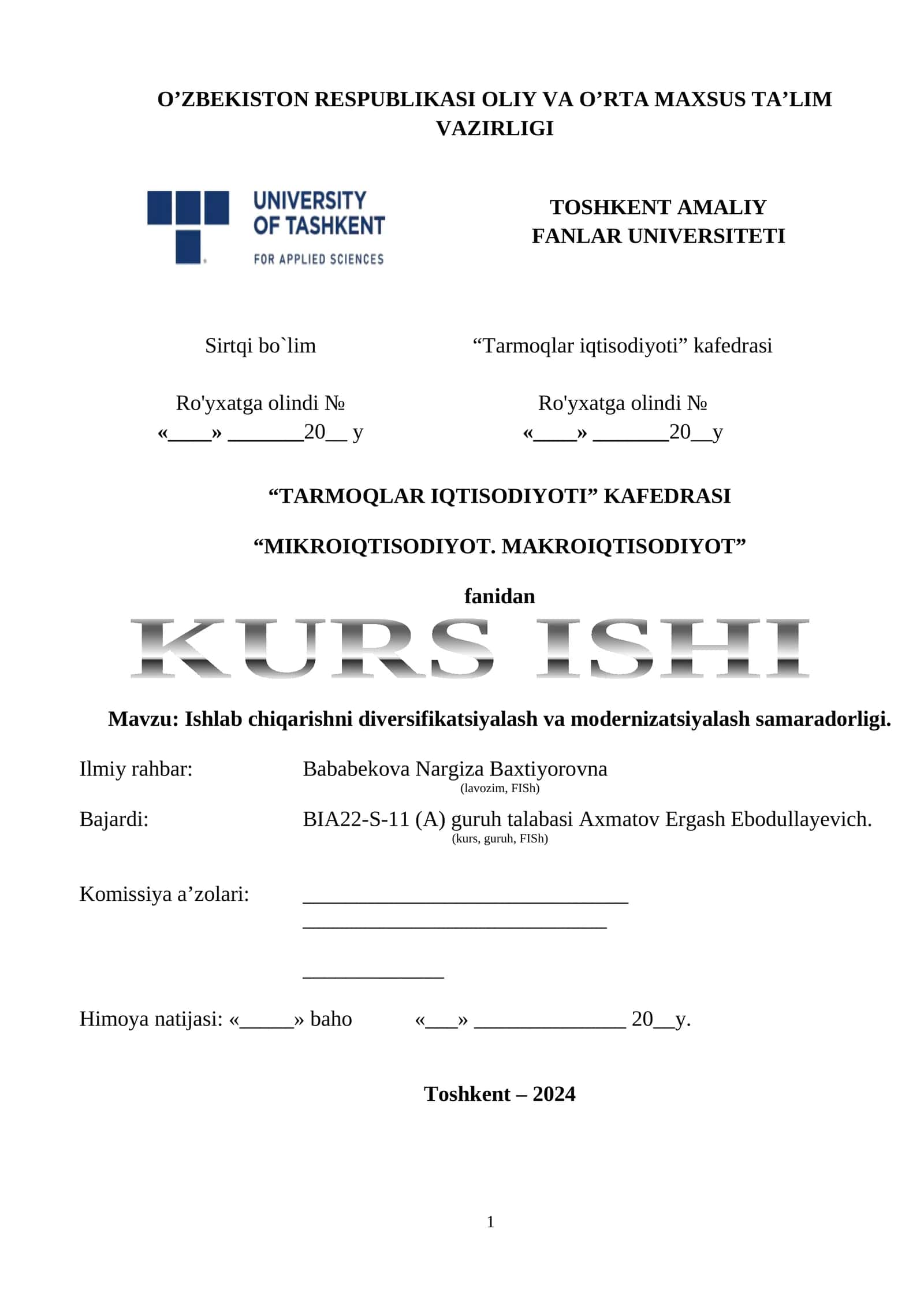 MIKROIQTISODIYOT. MAKROIQTISODIYOT 1