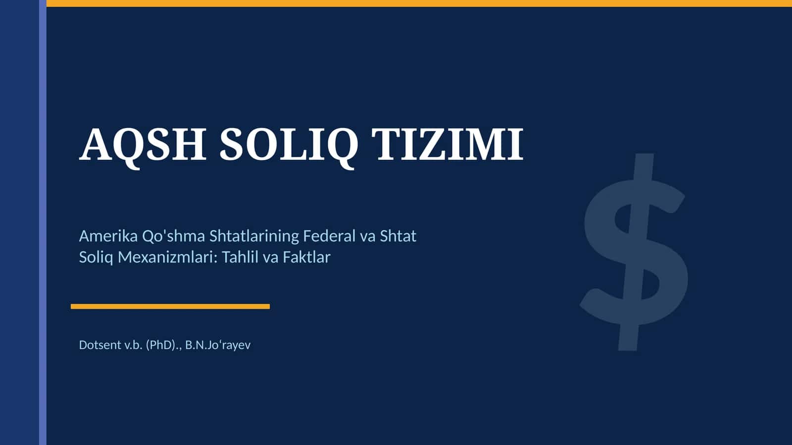 AQSH SOLIQ TIZIMI 1