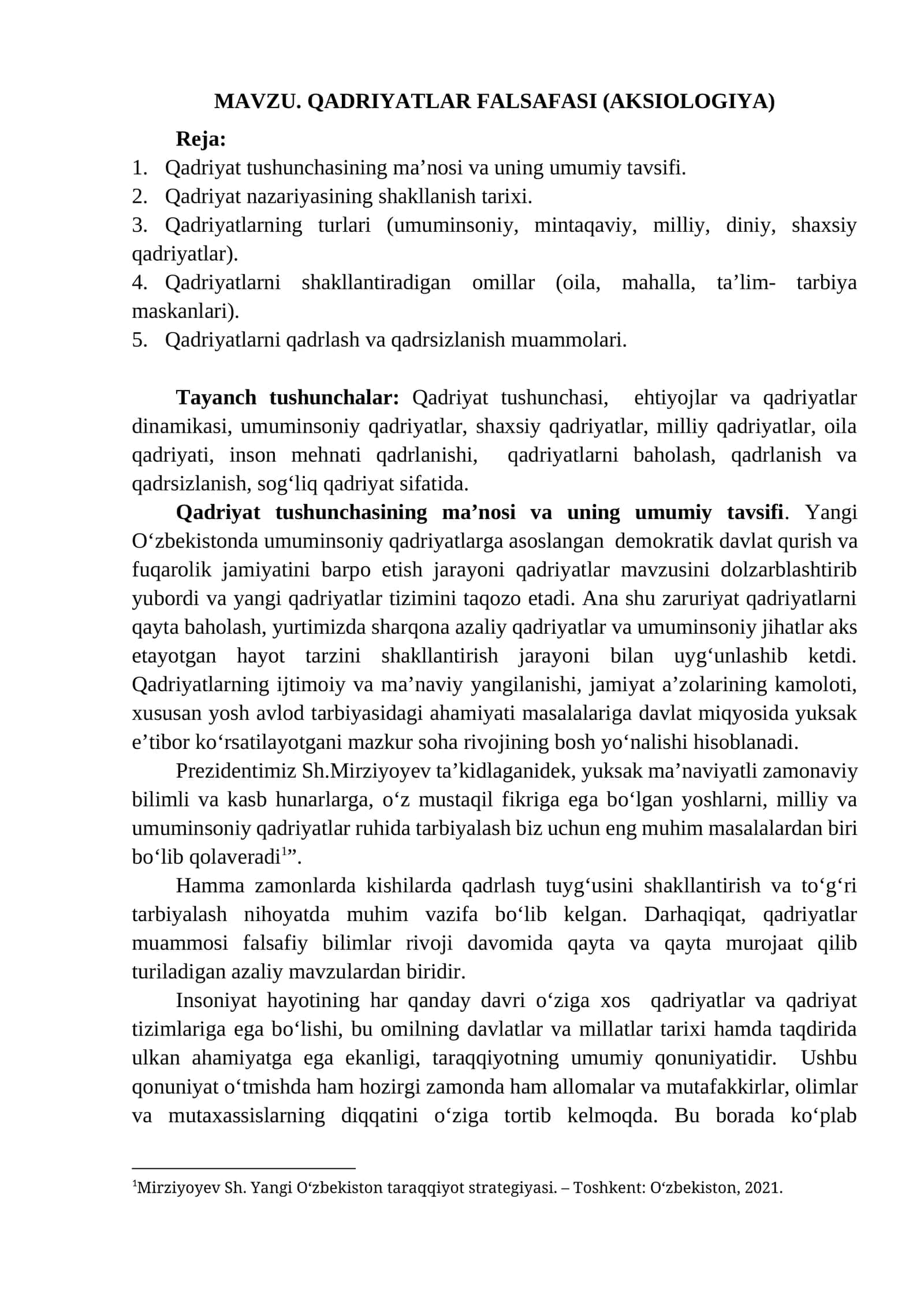 QАDRIYАTLАR FАLSАFАSI (АKSIОLОGIYА) 1