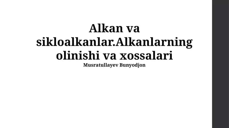 Alkan va sikloalkanlar 1
