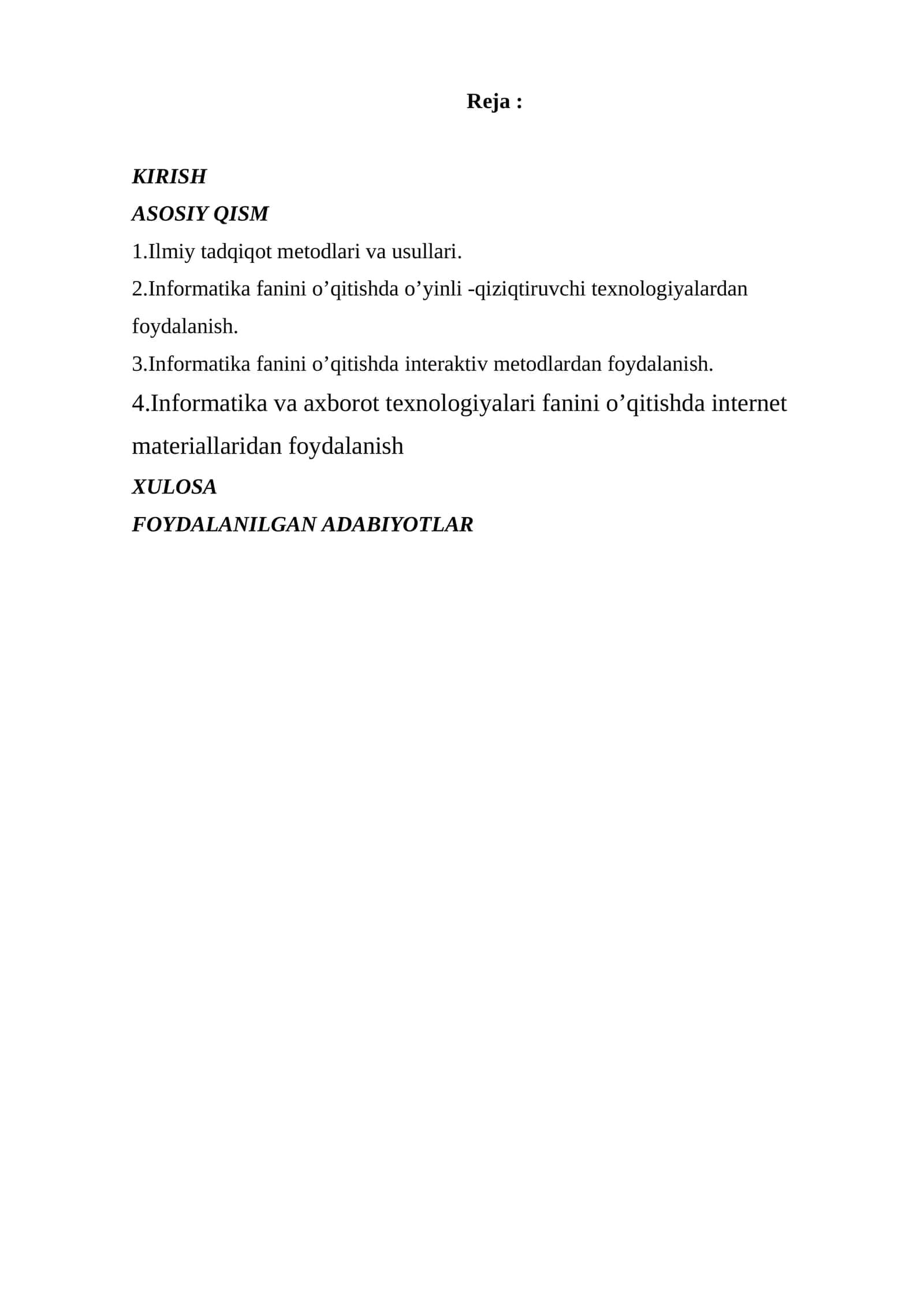 Informatika va axborot texnologiyalari fanini o’qitishda internet materiallaridan foydalanish 1