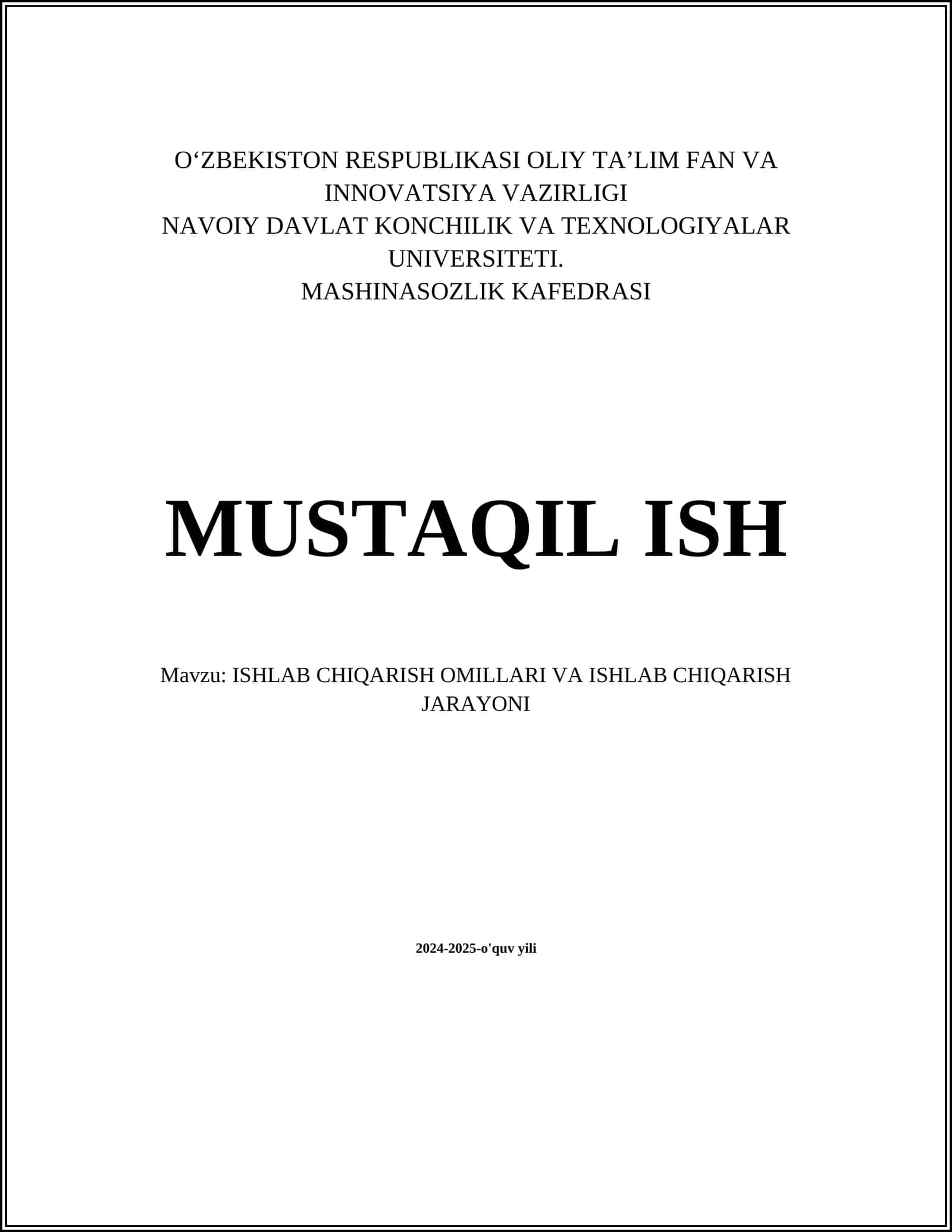 ISHLAB CHIQARISH OMILLARI VA ISHLAB CHIQARISH JARAYONI 1