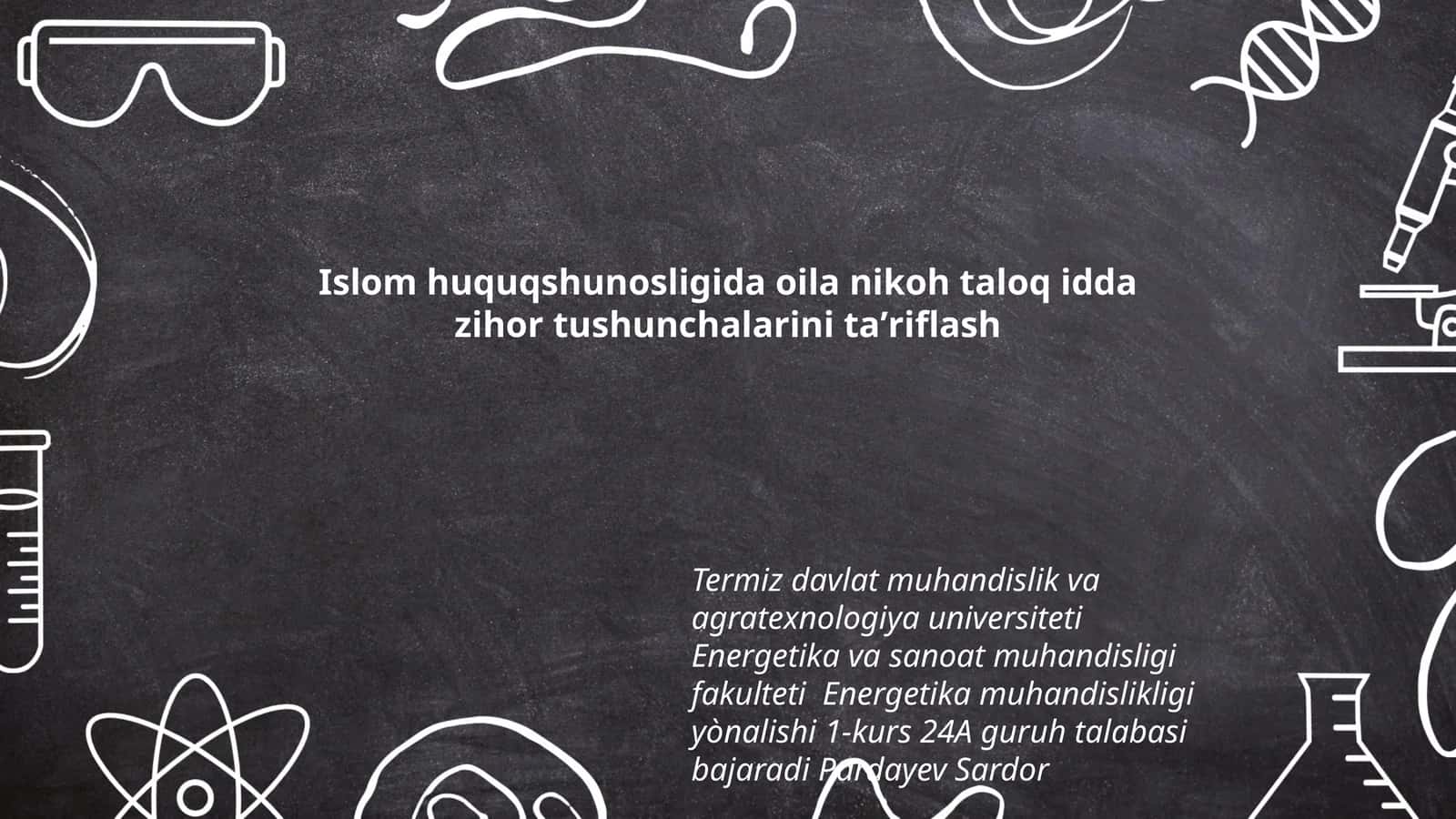 Islom huquqshunosligida oila nikoh taloq idda zihor tushunchalarini taʼriflash 1