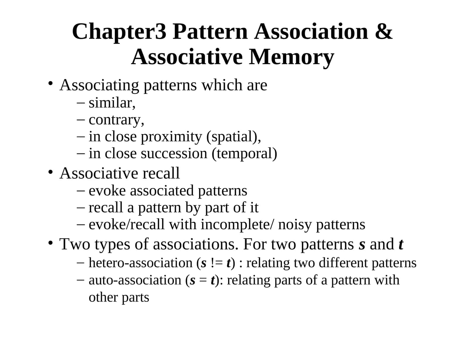Associative Memory 1