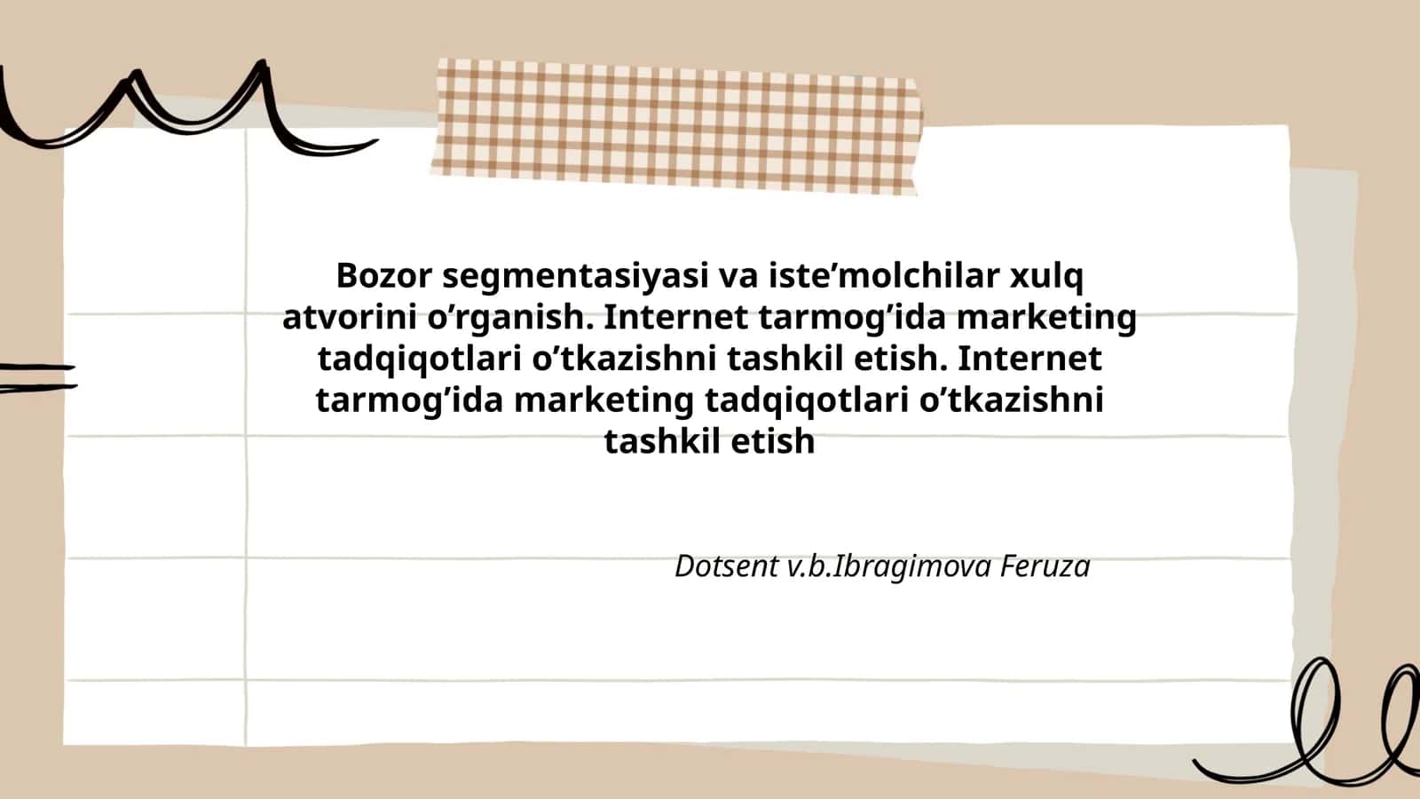 Bozor segmentasiyasi va iste’molchilar xulq atvorini o’rganish 1