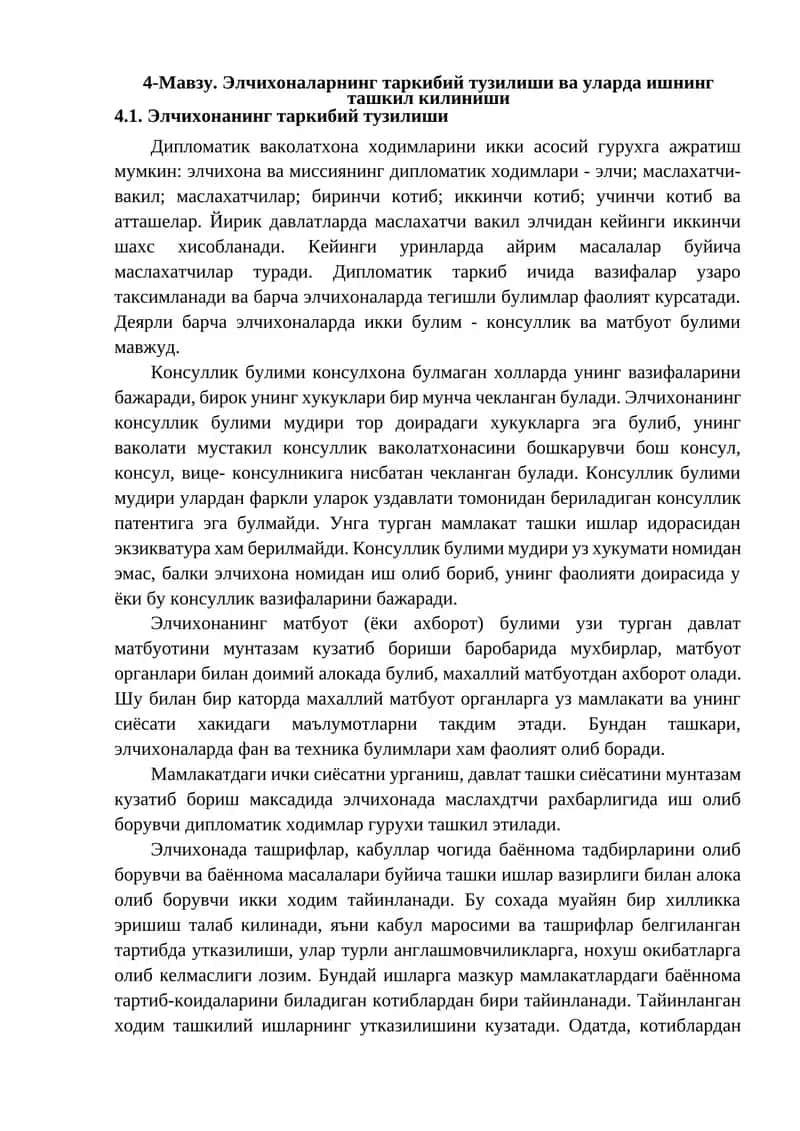 Элчихоналарнинг таркибий тузилиши 1