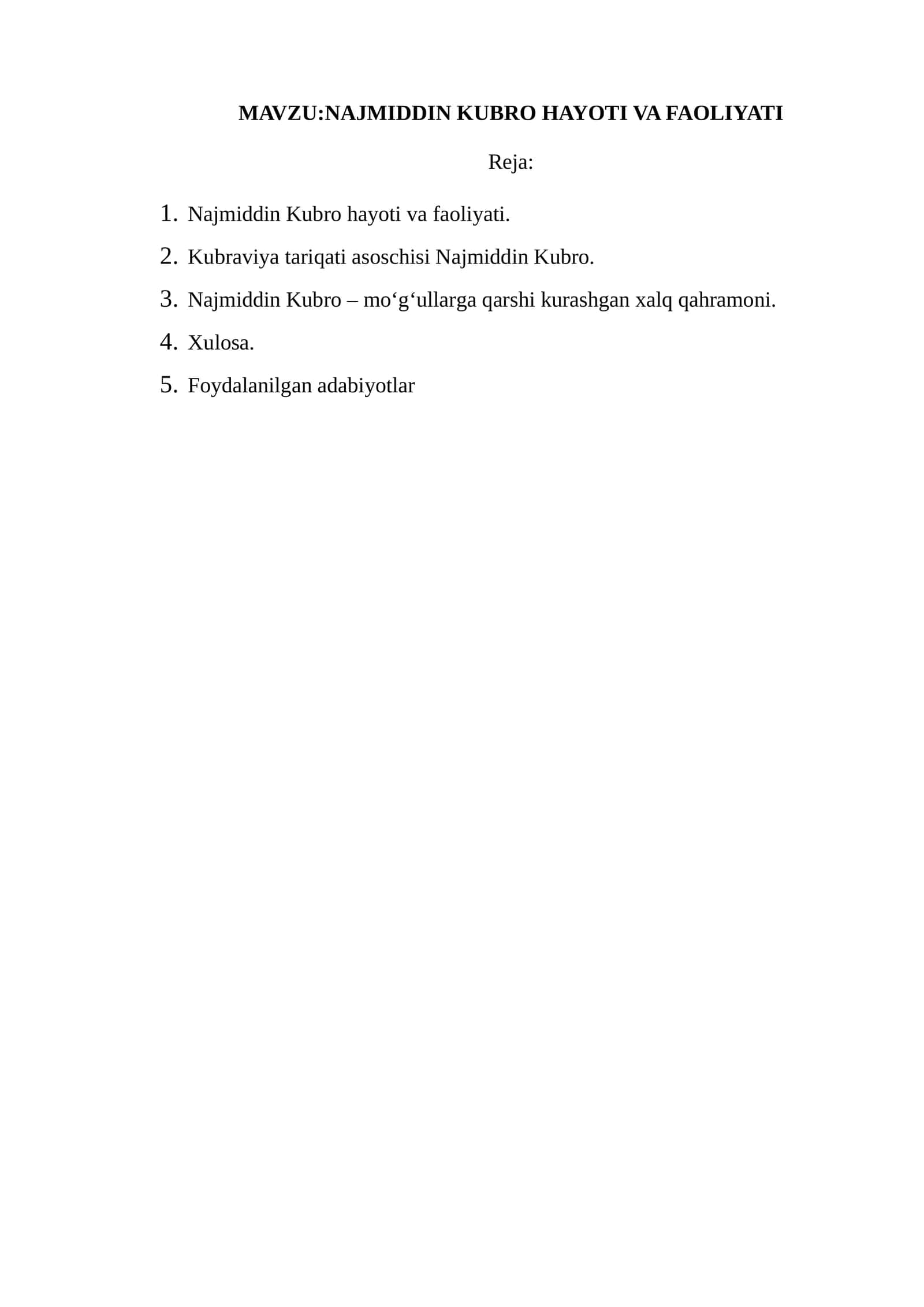 Najmiddin Kubro hayoti va faoliyati 1