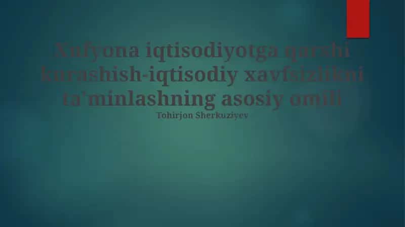 Iqtisodiyotga qarshi kurashish-iqtisodiy xavfsizlikni ta'minlash 1