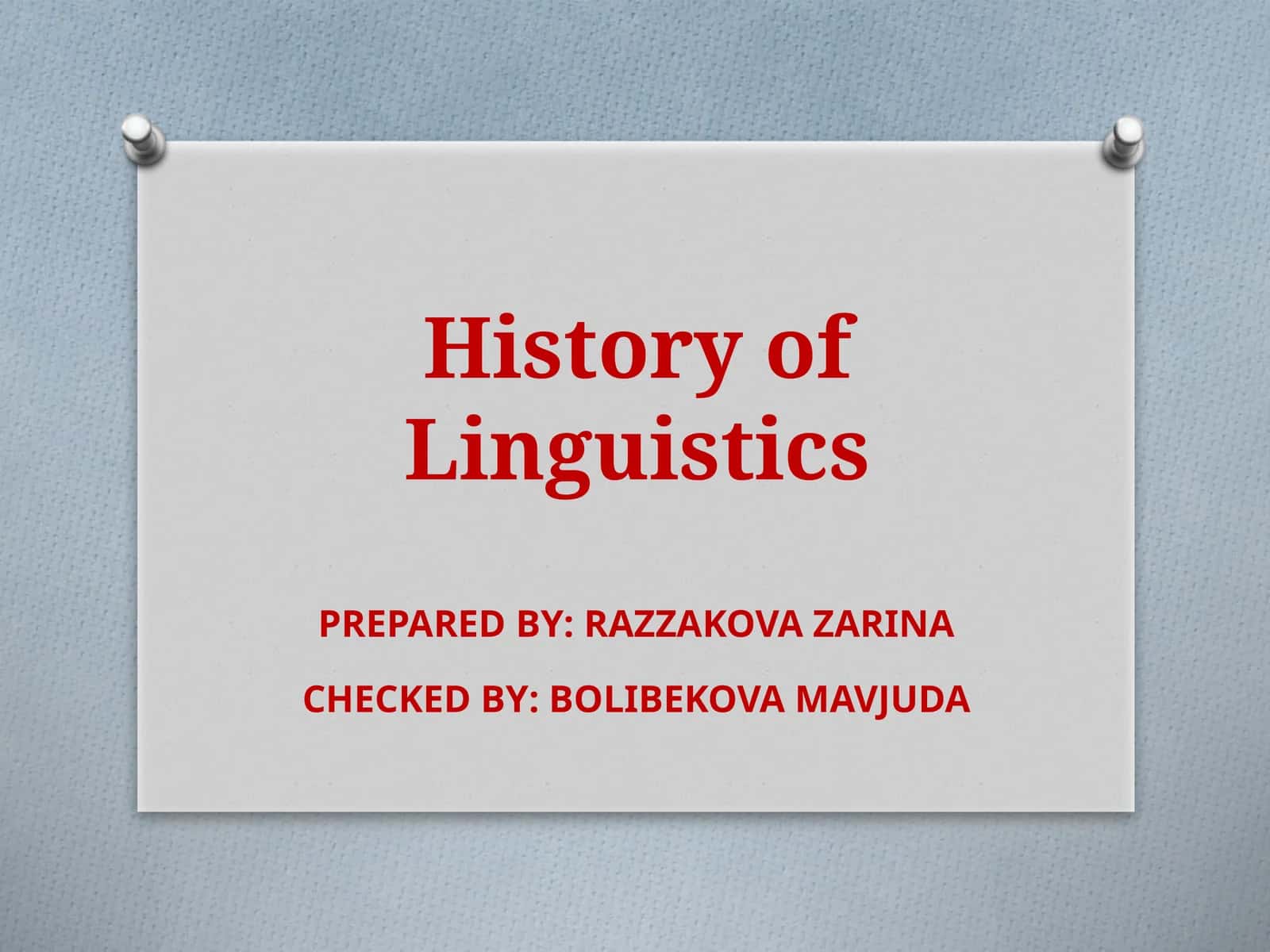 History of Linguistics 1