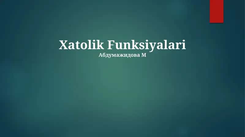 Xatolik Funksiyalari 1