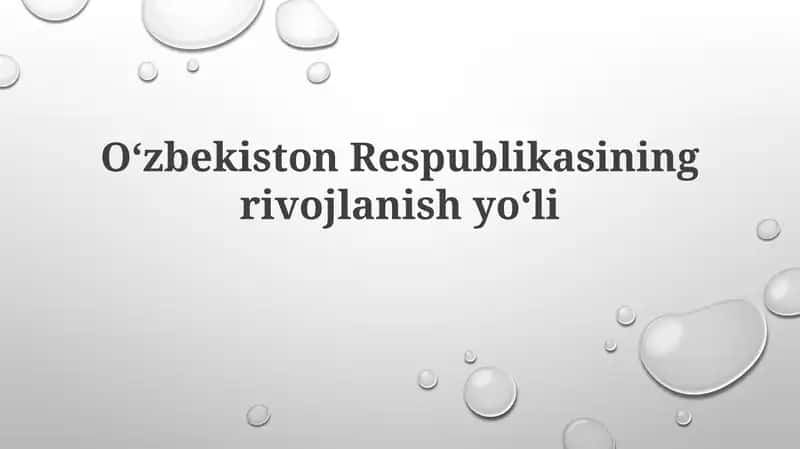 Oʻzbekiston Respublikasining rivojlanish yoʻli 1