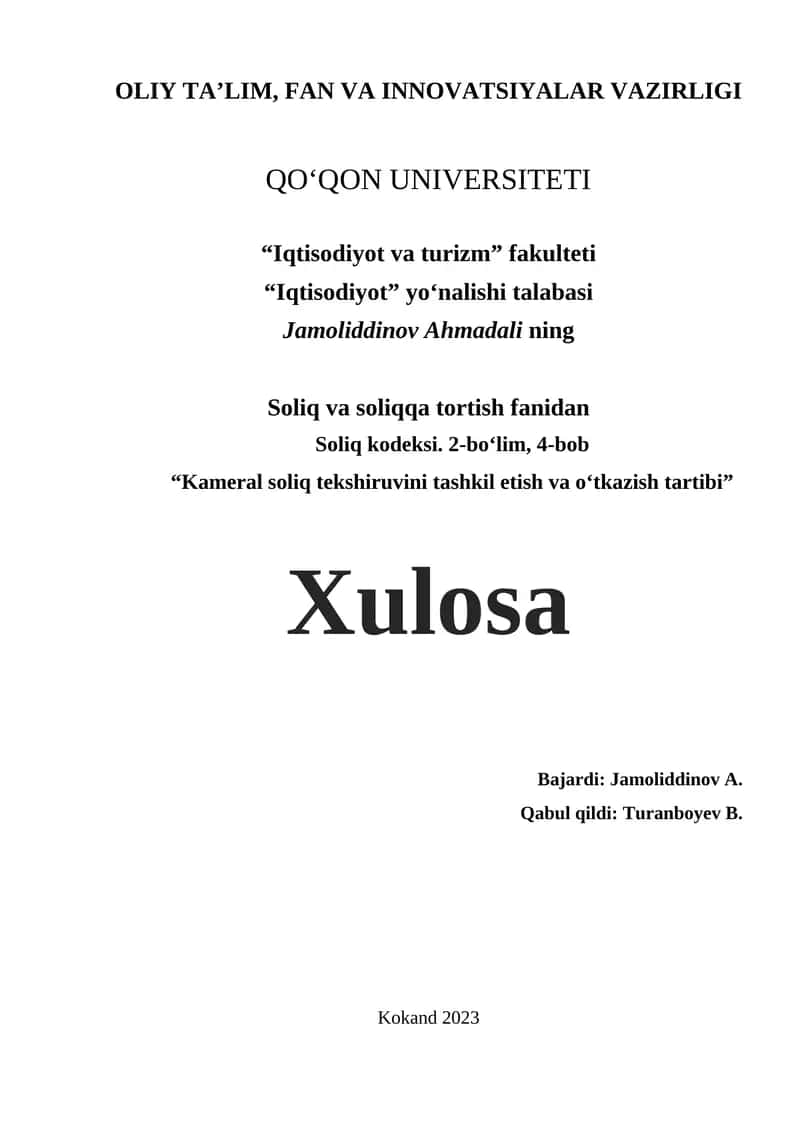 Kameral soliq tekshiruvi 1