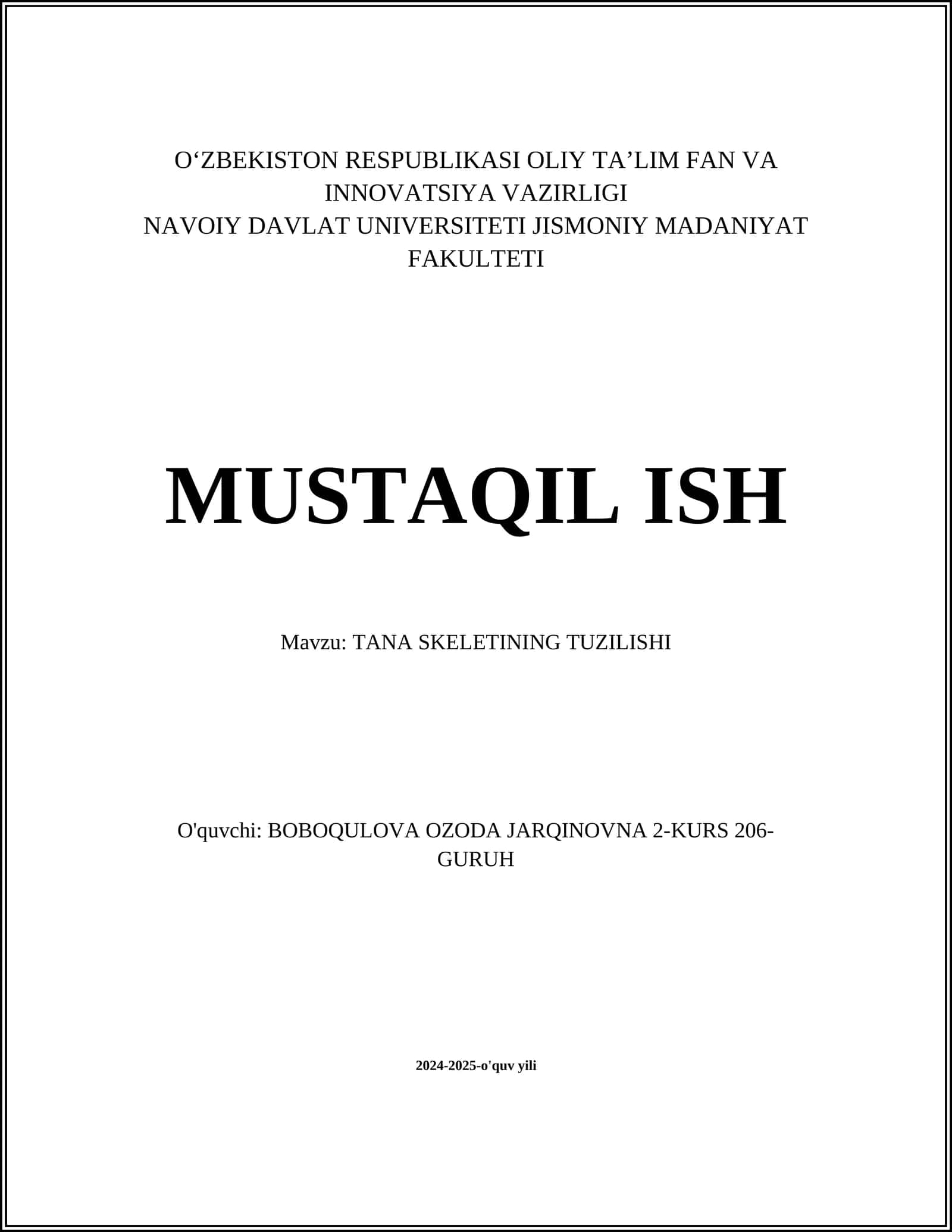 Tana skeletining tuzilishi 1