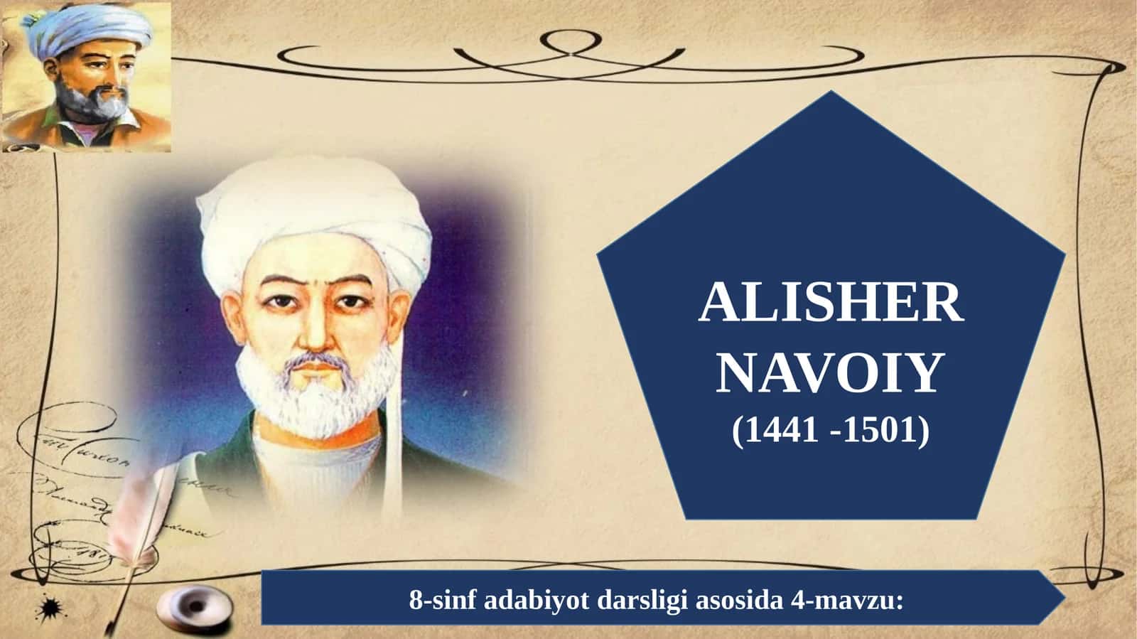 8-sinf Adabiyot fanidan Alisher Navoiy mavzusida dars taqdimot 1