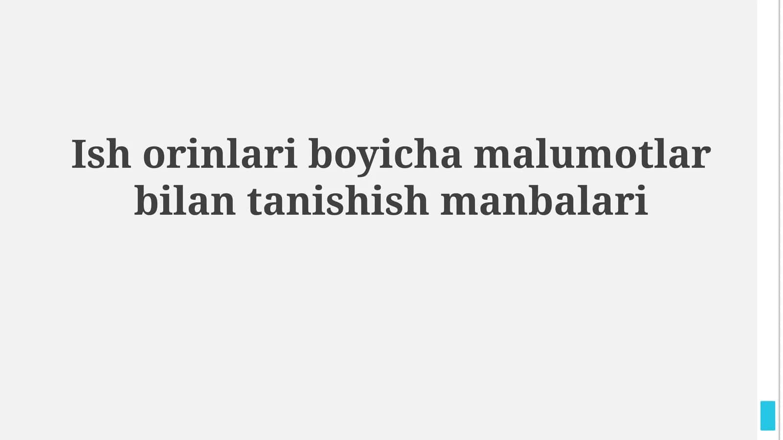 Ish orinlari boyicha malumotlar bilantanishishmanbalari 1