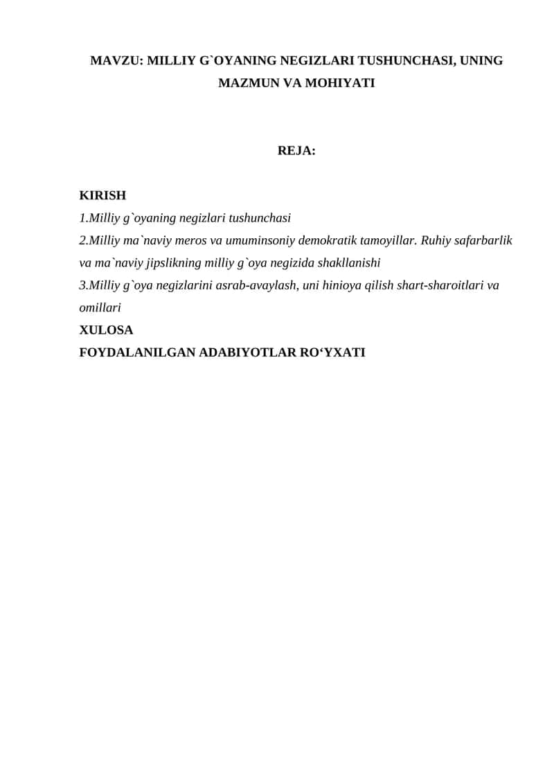Milliy g`oyaning negizlari tushunchasi 1