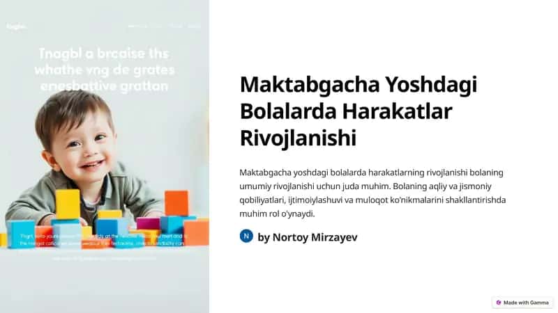 Maktabgacha Yoshdagi Bolalarda Harakatlar Rivojlanishi 1