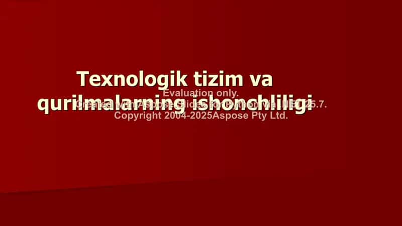 Texnologik tizimlarini tahlil qilish, sintez qilish va optimallashtirish 1
