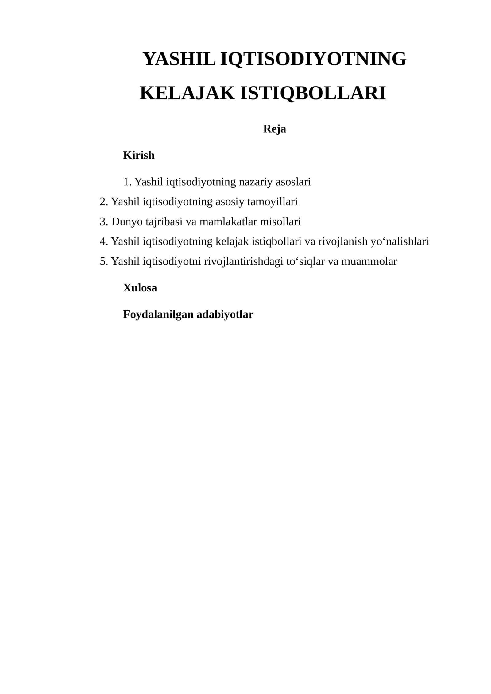 YASHIL IQTISODIYOTNING KELAJAK ISTIQBOLLARI 1