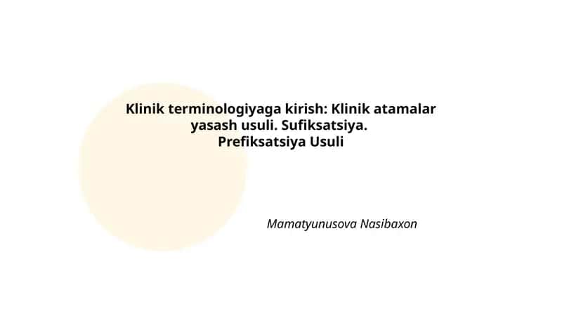 Klinik terminologiyaga kirish 1