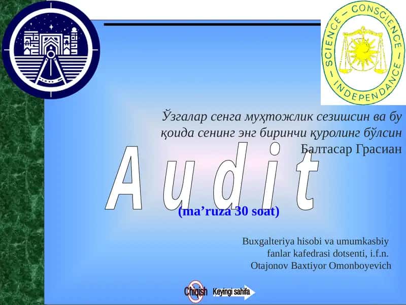 Auditorlik faoliyatining mohiyati va vazifalari 1