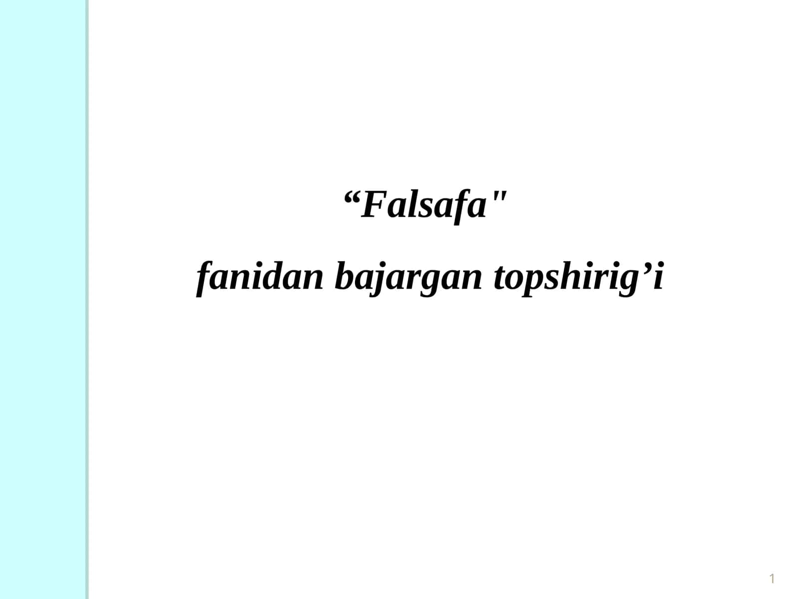 Falsafa 1
