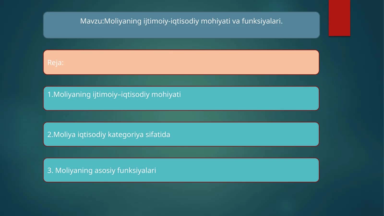 Moliyaning ijtimoiy-iqtisodiy mohiyati va funksiyalari 1