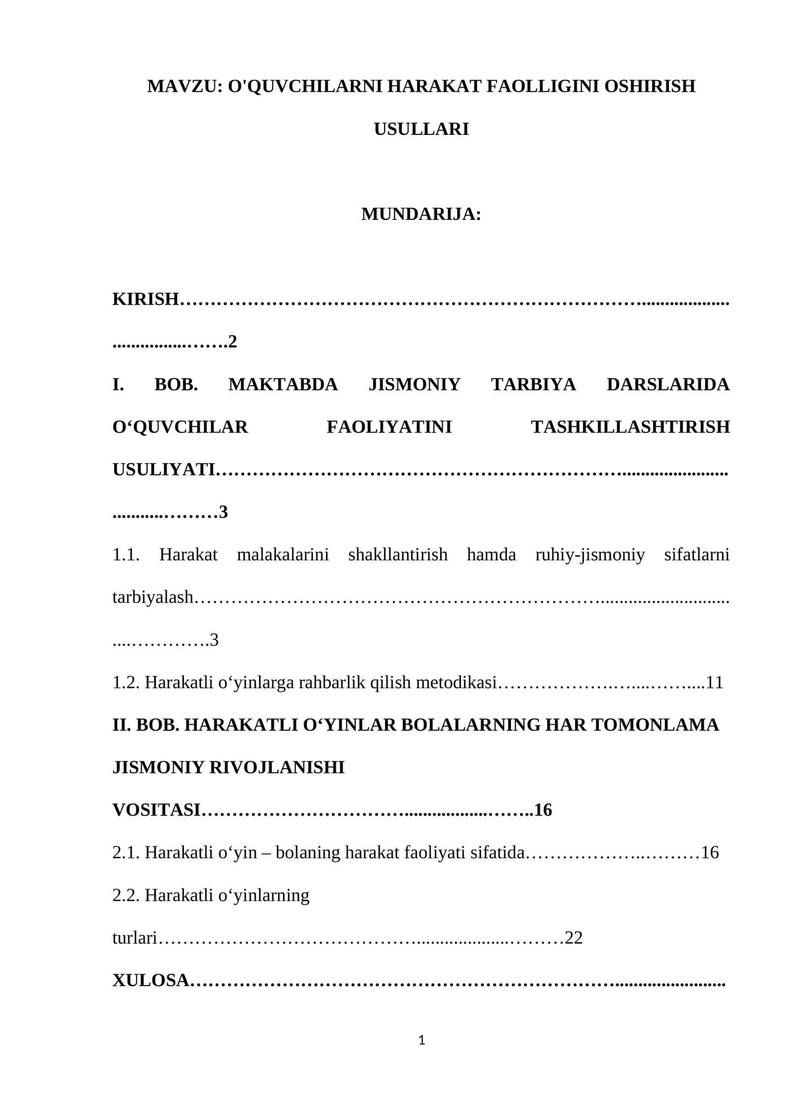 o'quvchilarni harakat faolligini oshirish usullari 1
